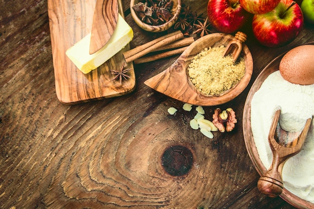 wooden spoons and spices on table